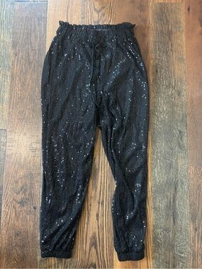 Black Sequin Jogger Pants